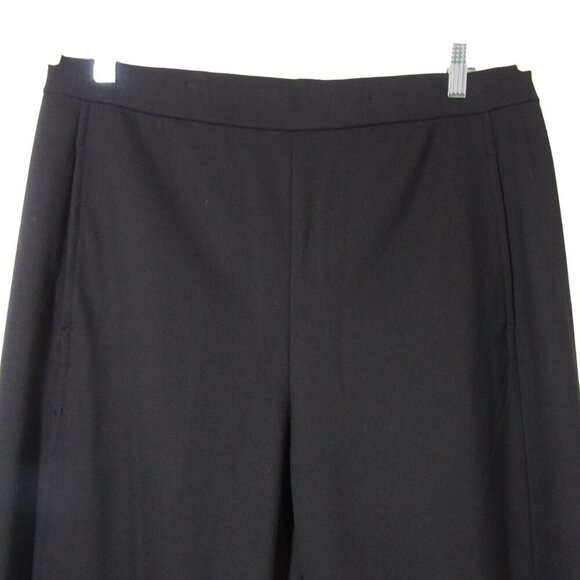 EILEEN FISHER Black Knit WIDE LEG Pull on Stretch Career Minimalist Pants L - Picture 2 of 10